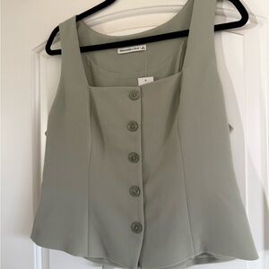 Abercrombie & Fitch Sage Green Sleeveless Blouse
